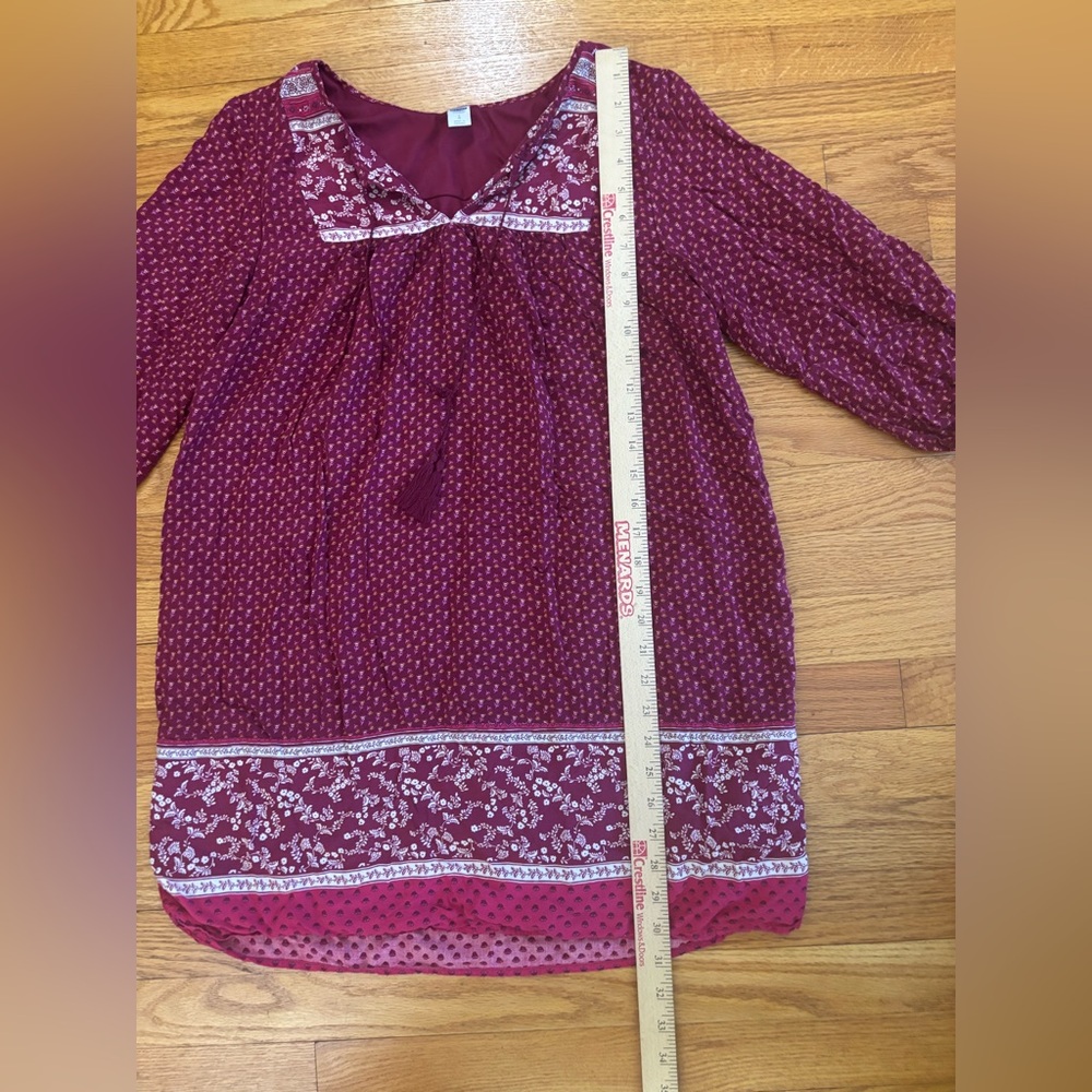 Old Navy Mini Dress Women’s Large Red Floral Print Vneck 3/4 Sleeve Lined Boho - Picture 8 of 8